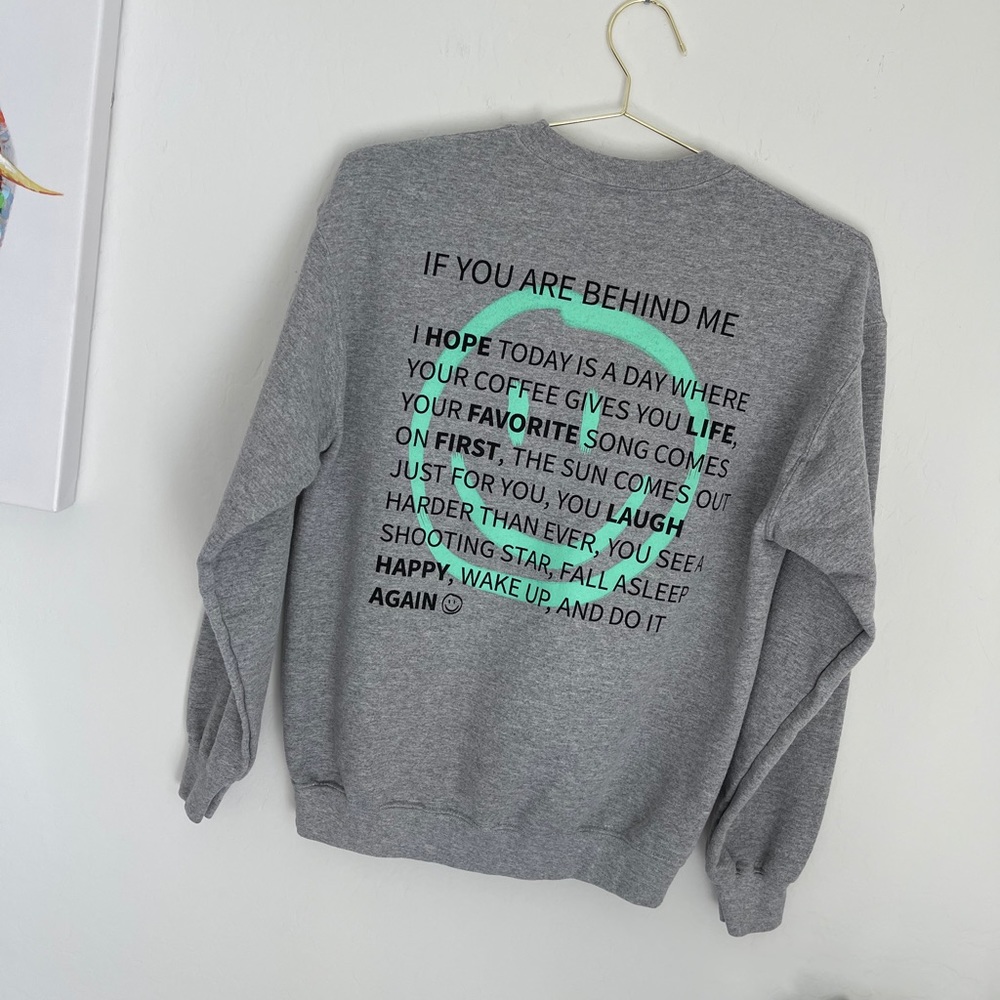 Smiley Face Graphic Long Sleeve Sweater Size M